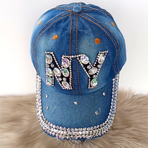 NY Bling 💎 Denim Baseball Cap - Picture 11 of 12